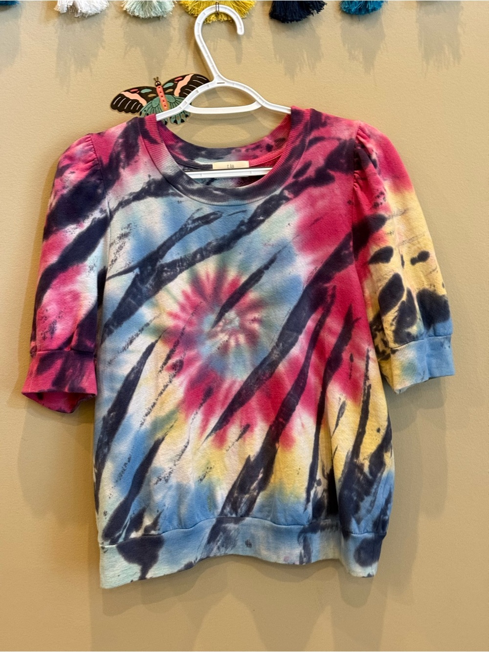 T.La Multicolor Tie-Dye Short Sleeve Sweatshirt
